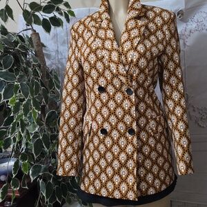 Zara NWT Printed Double-Breasted Women's Blazer Jacket Small